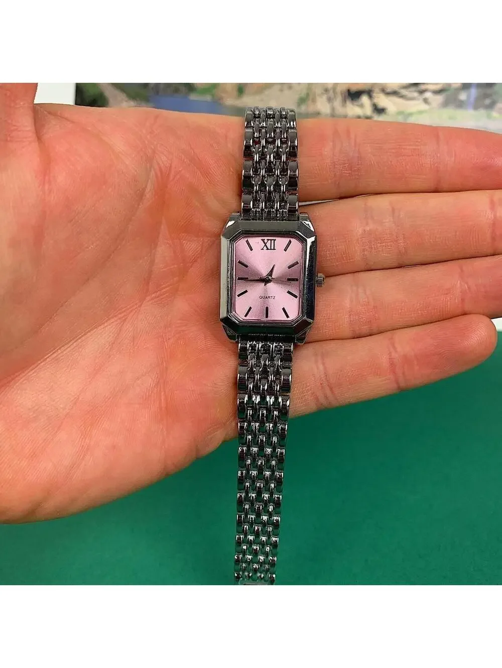 Y2k 2000s vintage style essential minimalist classy stainless steel rectangular